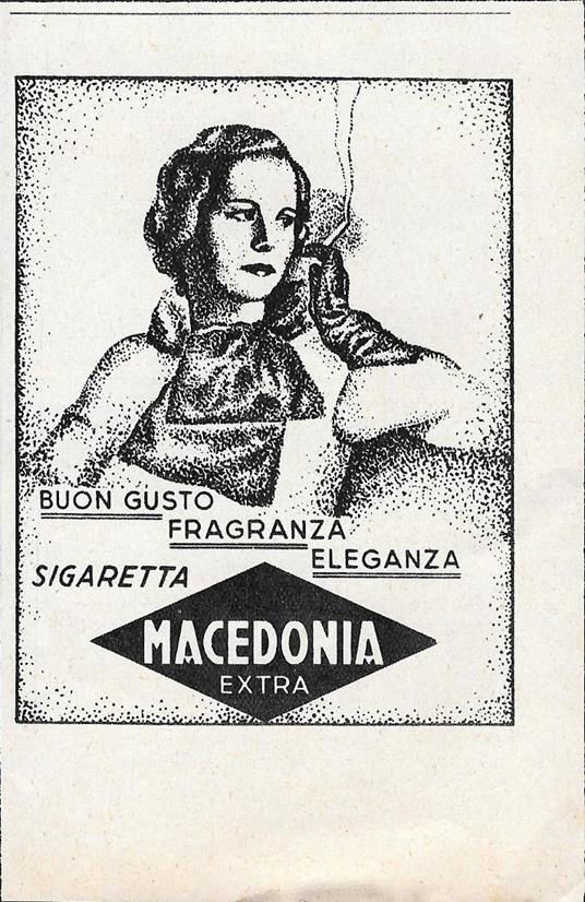 Sigaretta Macedonia buon gusto, fragranza, eleganza. Advertising 1942 - copertina
