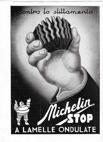 Contro lo slittamento Michelin Stop a lamelle andulate. Advertising 1942 - copertina