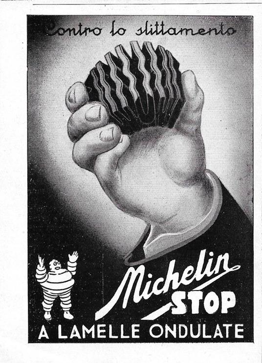 Contro lo slittamento Michelin Stop a lamelle andulate. Advertising 1942 - copertina