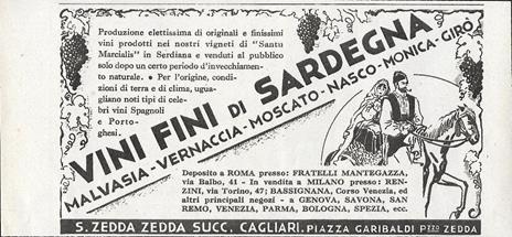 Vini fini di Sardegna. S. Zedda. Advertising 1942 - 2