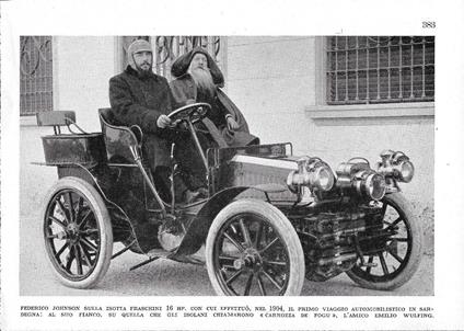 Federico Johnson e Emilio Wulfing nel 1904 sulla Isotta Fraschini. Stampa 1942 - copertina