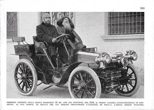 Federico Johnson e Emilio Wulfing nel 1904 sulla Isotta Fraschini. Stampa 1942 - copertina