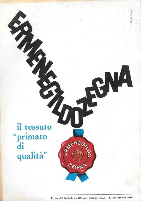 Ermenegildo Zegna il tessuto primato di qualità. Advertising 1963 - copertina