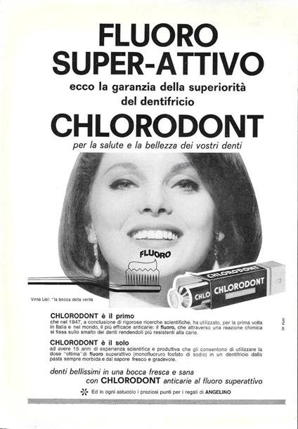 Chlorodont fluoro super-attivo. Advertising 1963 - copertina