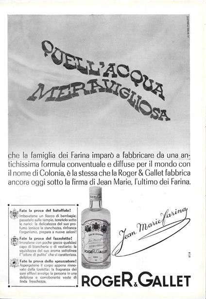 Quell'acqua meravigliosa. Roger&Gallet. Advertising 1963 - copertina