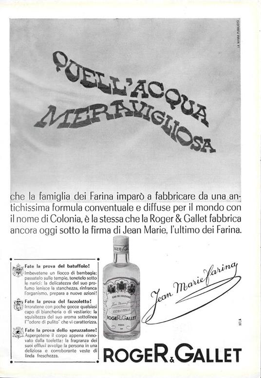 Quell'acqua meravigliosa. Roger&Gallet. Advertising 1963 - copertina