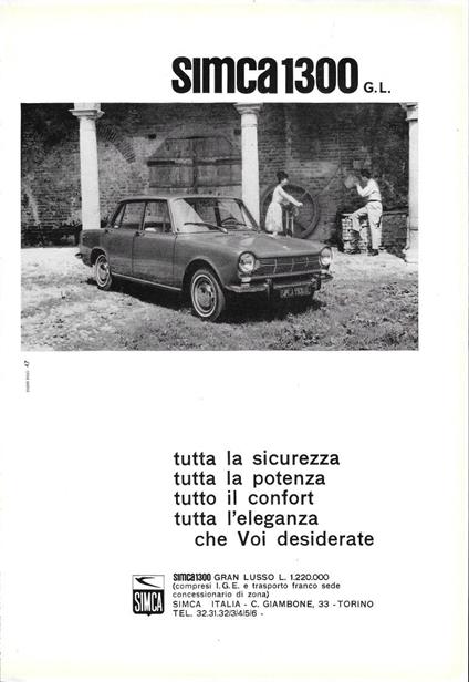 Simca 1300 G.L.. Advertising 1963 - copertina