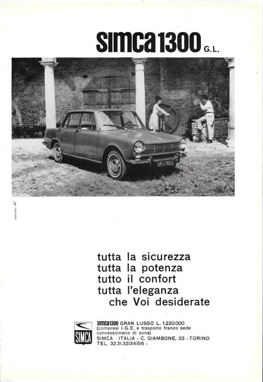 Simca 1300 G.L.. Advertising 1963 - copertina