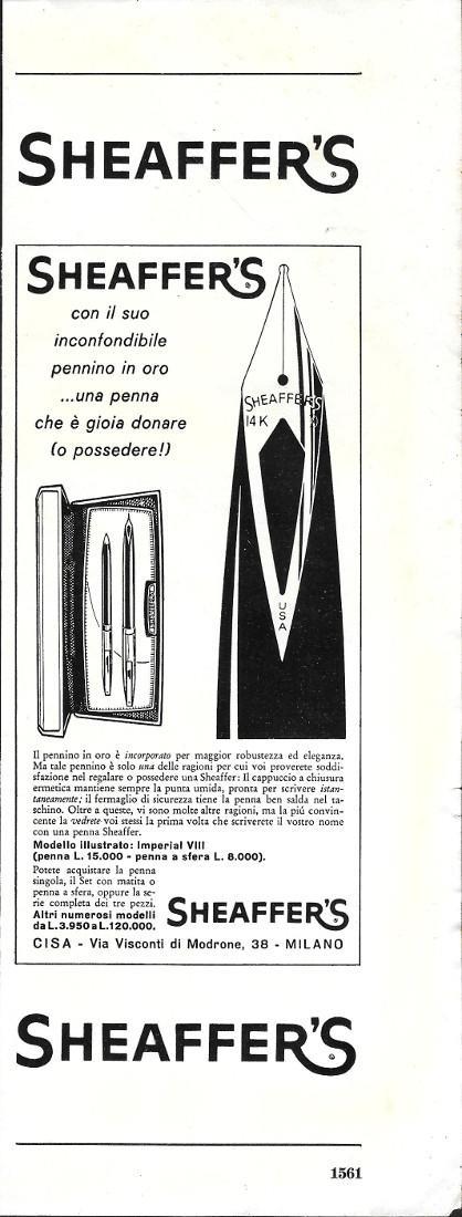Sheaffer's stilografica Imperial VIII. Advertising 1963 - copertina