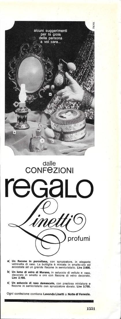 Sheaffer's stilografica BP2/Linetti profumi. Advertising 1963 fronte retro