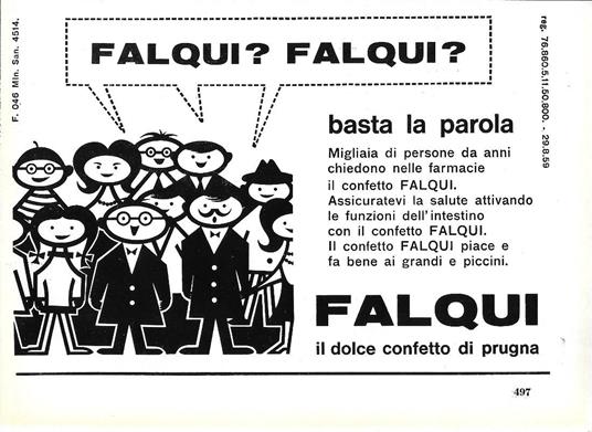 Falqui il dolce confetto di prugna. Advertising 1963 - copertina