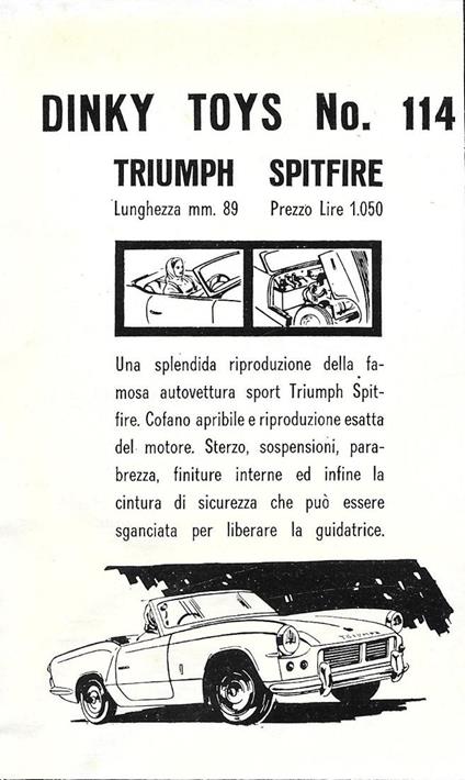 Dinky Toys no. 114. Triumph Spifire. Advertising 1963 - copertina