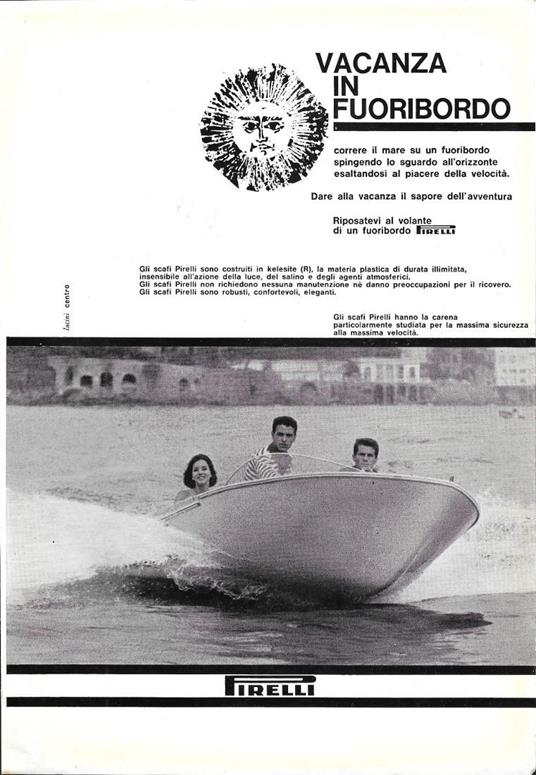 Fuoribordo Pirelli/Cibalgina. Advertising 1961 fronte/retro - copertina