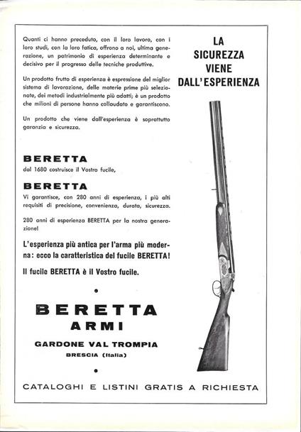 Beretta armi. Advertising 1961 - copertina