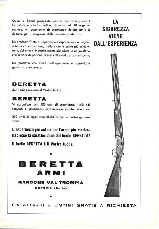 Beretta armi. Advertising 1961 - copertina