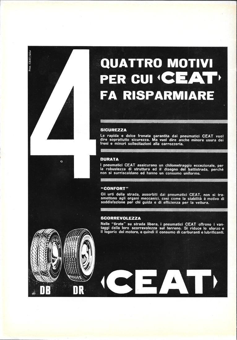 A u t a n zanzare in fuga/CEAT. Advertising 1961 fronte/retro