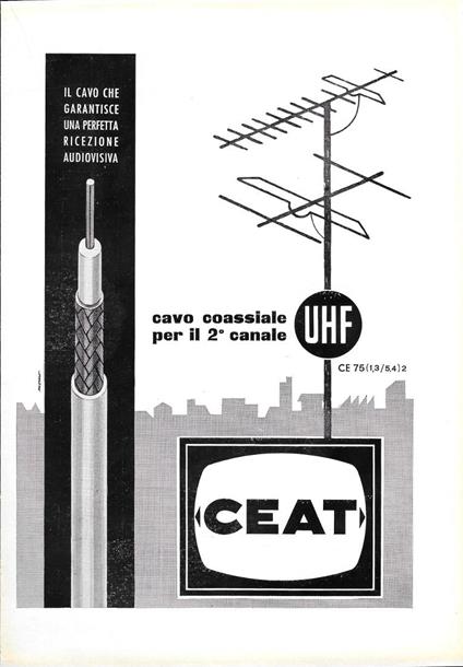 Ceat cavo coassiale per il 2° canale. Advertising 1961 - copertina