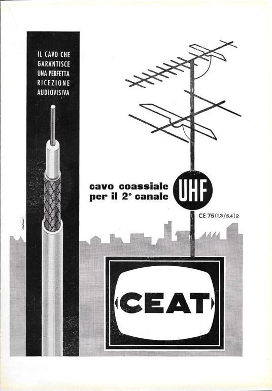 Ceat cavo coassiale per il 2° canale. Advertising 1961 - copertina