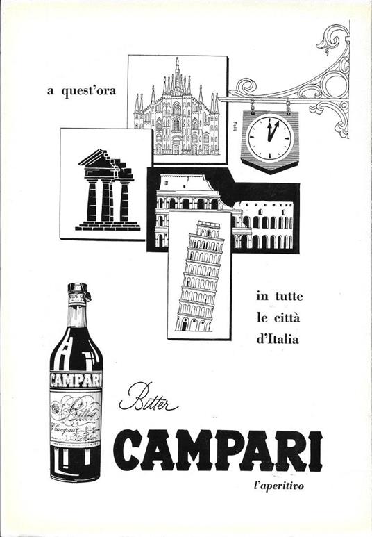 Campari Bitter/Shell X-100 multigrade. Advertising 1961 fronte/retro - copertina