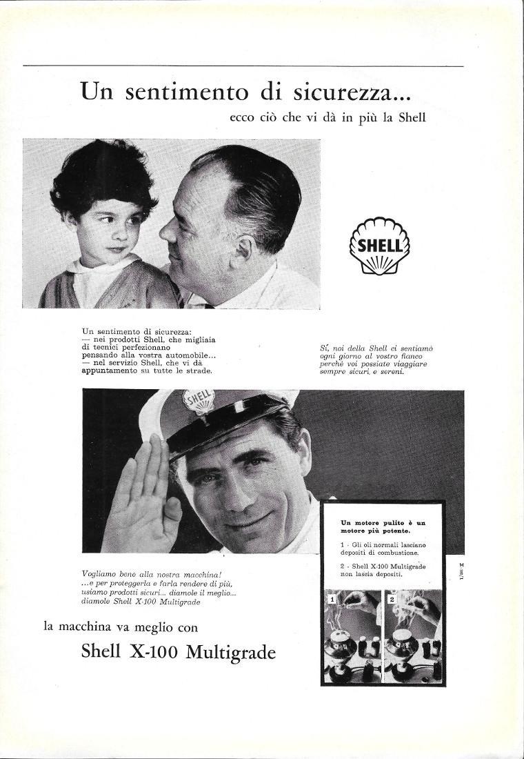 Campari Bitter/Shell X-100 multigrade. Advertising 1961 fronte/retro