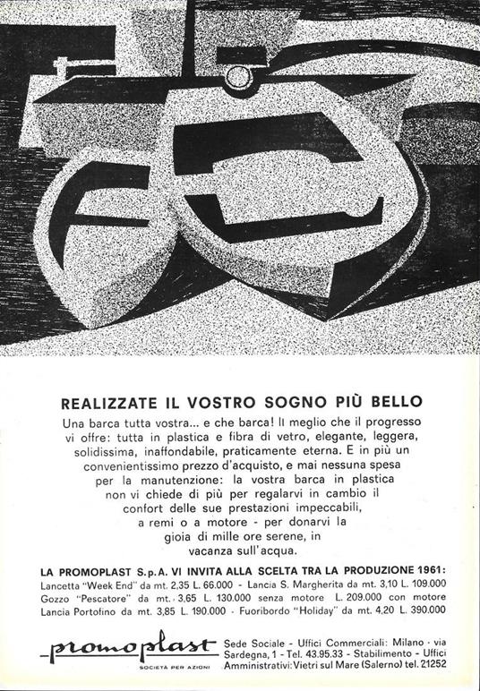 Promoplast scafi. Advertising 1961 - copertina
