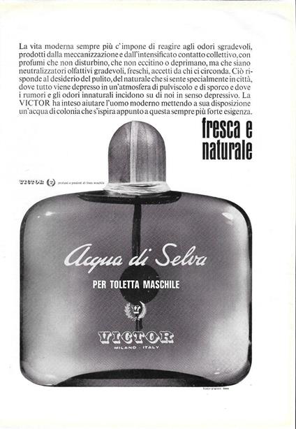Victor. Acqua di Selva per la toletta maschile. Advertising 1964 - copertina