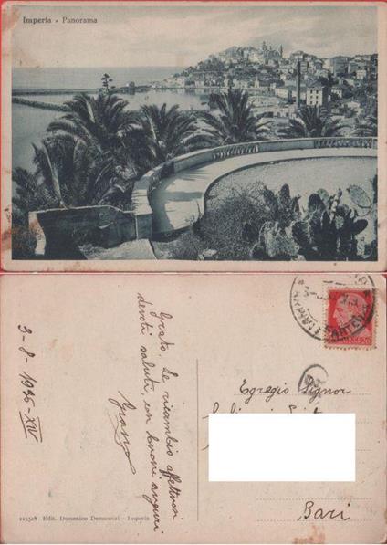 Imperia. Panorama. Viaggiata 1936 - copertina