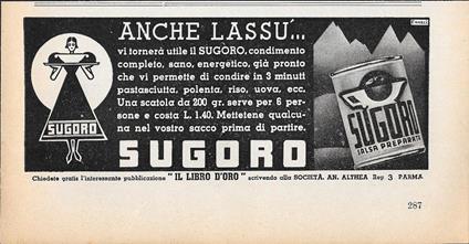 Sugoro . Salsa Preparata. Scatola da 200 gr. per 6 persone. Advertising 1936 - copertina