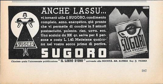 Sugoro . Salsa Preparata. Scatola da 200 gr. per 6 persone. Advertising 1936 - copertina