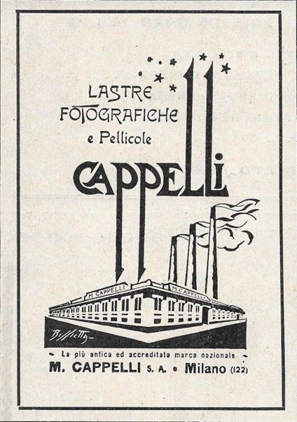 Cappelli. Lastre fotografiche e pellicole. Advertising 1929 - copertina