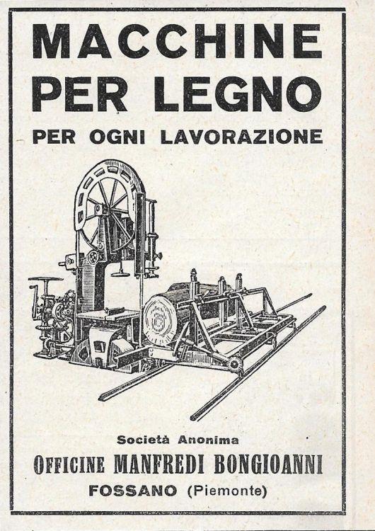 Officine Bongioanni. Fossano. Macchine per il legno. Advertising 1929 - copertina