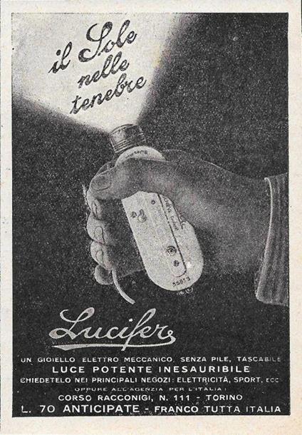 Lucifer. Il Sole nelle tenebre. Advertising 1929 - copertina