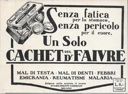 Cachet del Dr. Faivre. Advertising 1929 - copertina