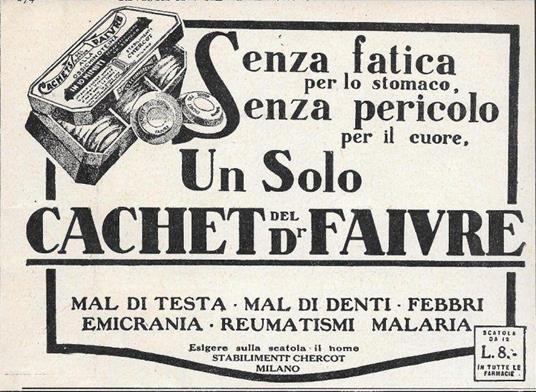 Cachet del Dr. Faivre. Advertising 1929 - copertina