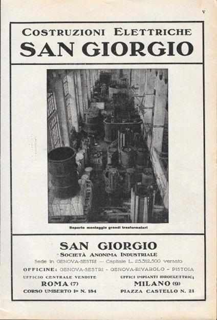 S. Giorgio Costruzioni Elettriche. Advertising 1928 - copertina