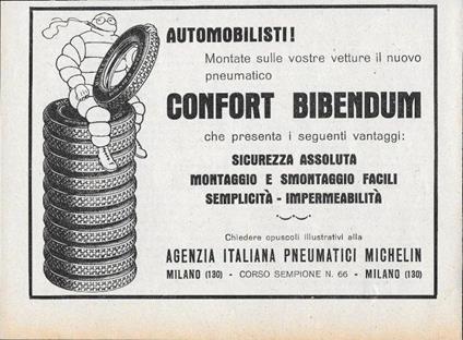 Pneumatici Michelin - Confort Bibendum. Advertising 1928 - copertina