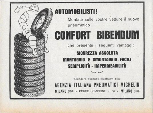Pneumatici Michelin - Confort Bibendum. Advertising 1928 - copertina