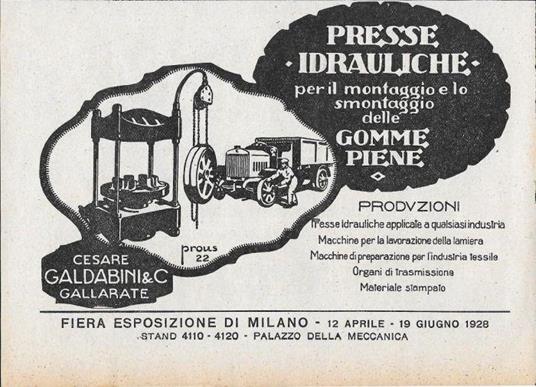 Presse Idrauliche - Cesare Galdabini & C._Vini Ruffino. Advertising 1928 - copertina