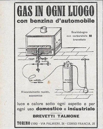 Gas in ogni luogo - Brevetti Talmone. Advertising 1928 - copertina