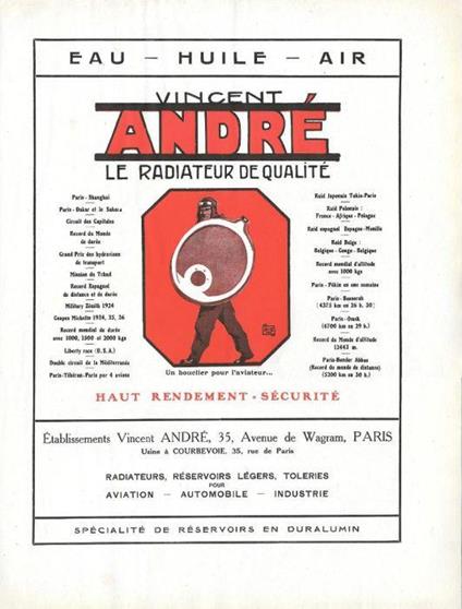 André. Le Radiateur de Qualité / Avions Potez. Advertising 1927 fronte/retro - copertina