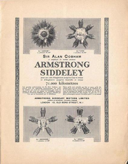 Armstrong Siddeley/La Précision Moderne/ Démarreurs à essence gazéifiée. Advertising 1927 fronte/retro - copertina