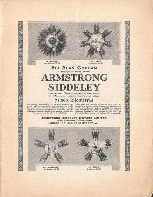 Armstrong Siddeley/La Précision Moderne/ Démarreurs à essence gazéifiée. Advertising 1927 fronte/retro - copertina