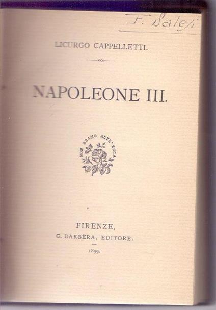 Napoleone III - Licurgo Cappelletti - copertina