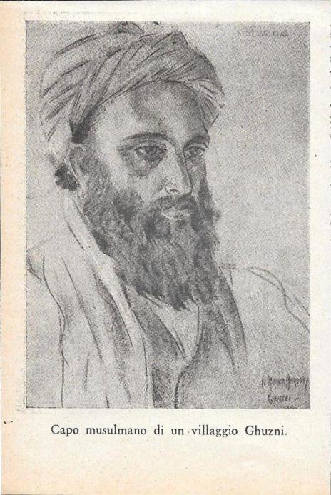 Capo musulmano di un villaggio Ghuzni / Tipo di Kàfiro. Stampa 1934 fronte/retro - copertina