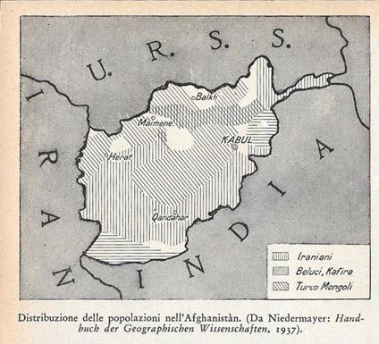 Distribuzione delle popolazioni nell'Afghanistàn. Stampa 1934 - copertina
