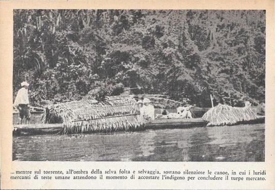 Mercanti di teste umane sulle loro canoe in attesa (Amazzonia). Stampa 1934 - copertina