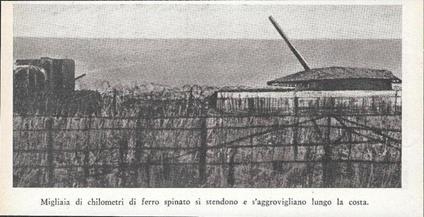 Migliaia di chilometri di ferro spinato si stendono lungo la costa (Vallo Atlantico). Stampa 1934 - copertina