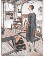 In vacanza. Finalmente sola. Illustratore F. Fabiano. Stampa 1923