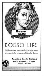 Rosso Lips. Anonima Fards Italiana. Advertising 1939