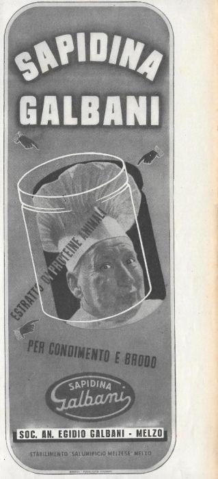 Sapidina Galbani, per condimento e brodo. Pubblicita 1943 - copertina